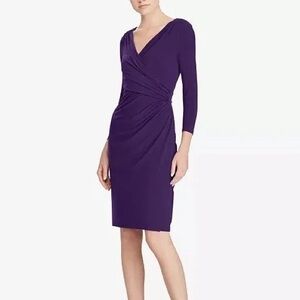 Ralph Lauren  Purple Faux Wrap long sleeve V-neck Women's Dress size 10P